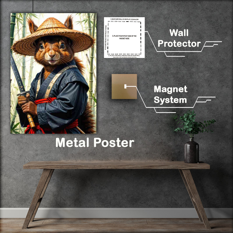 Buy : (Red squirrel samurai warrior in bamboo forest)