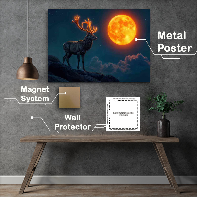 Buy : (Male Deer with bright orange moon)