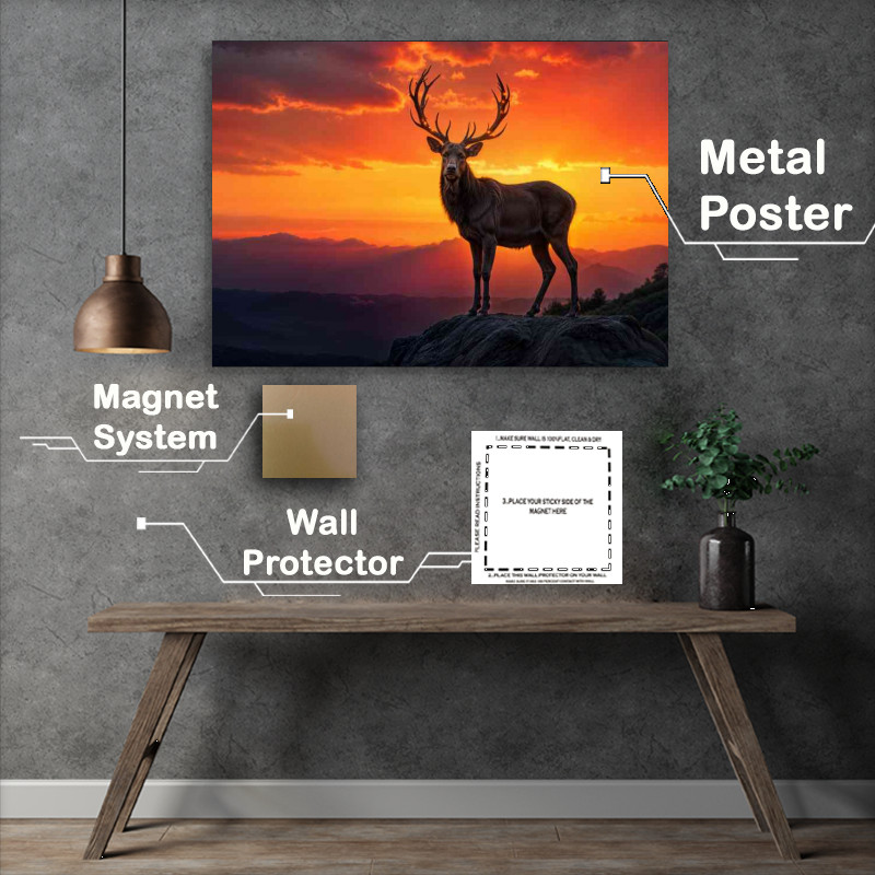 Buy : (Male deer in glowing sunset)