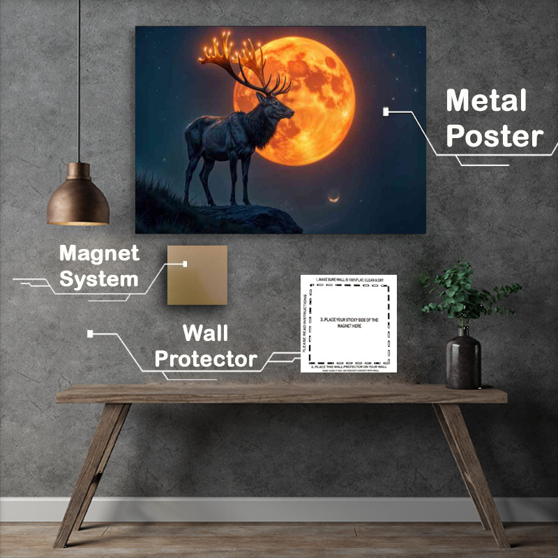 Buy : (Male deer with smoky glowing antlers at night full moon)
