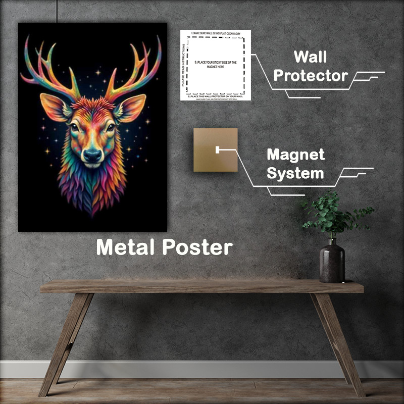 Buy : (Deer with vibrant rainbow colored antlers)