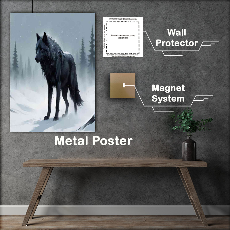 Buy : (Lone black wolf in the snow)