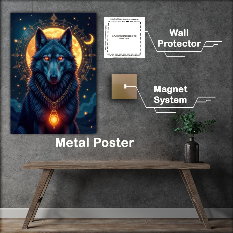 Buy : (Shimmering blue and grey wolf with the moon)