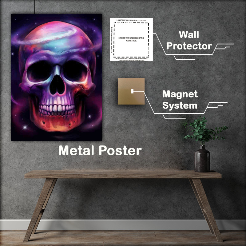 Buy : (Vividly colored skull set against a cosmic skies)