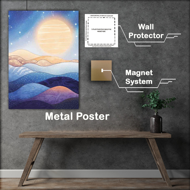 Buy : (Ethereal landscape with a vast star and mountain range)
