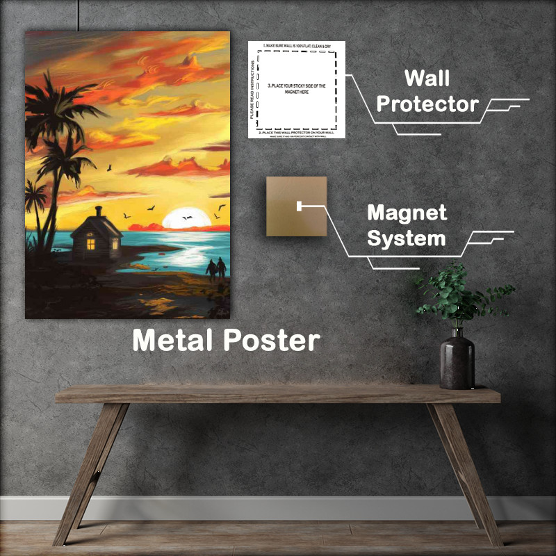 Buy : (Sunset over a serene beach the sky)