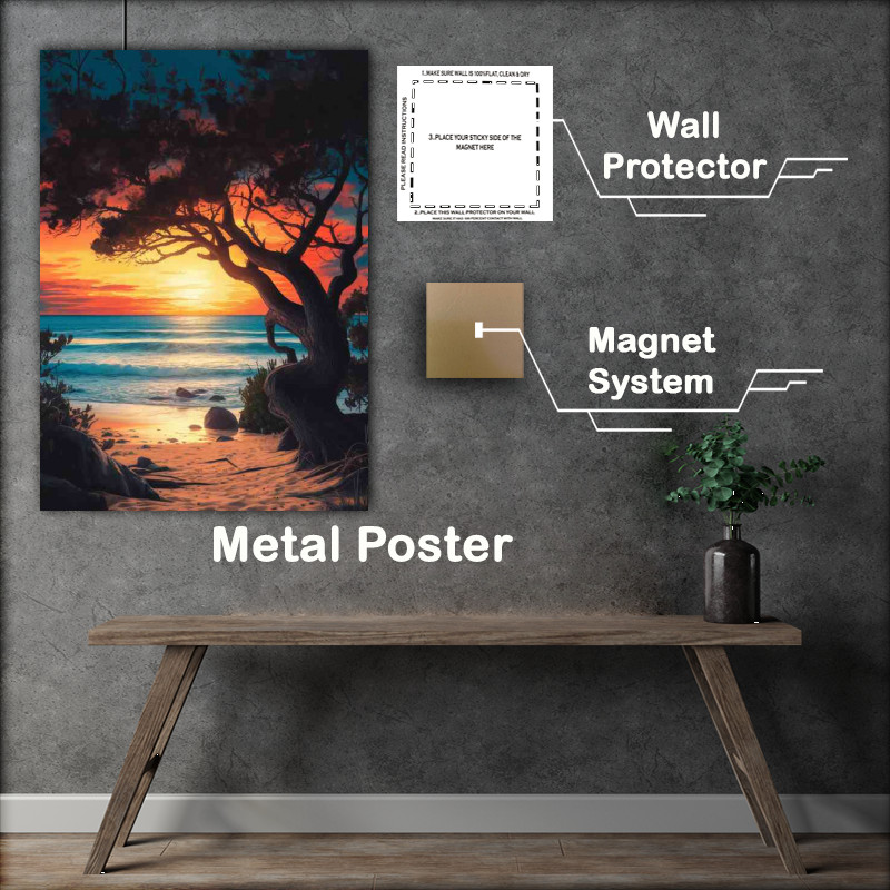 Buy : (Breathtaking sunset over a serene beach the sun)