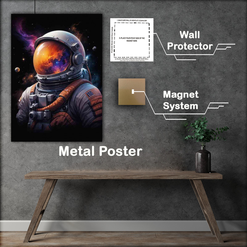 Buy : (Astronaut scene with swirling nebulae planets and stars)