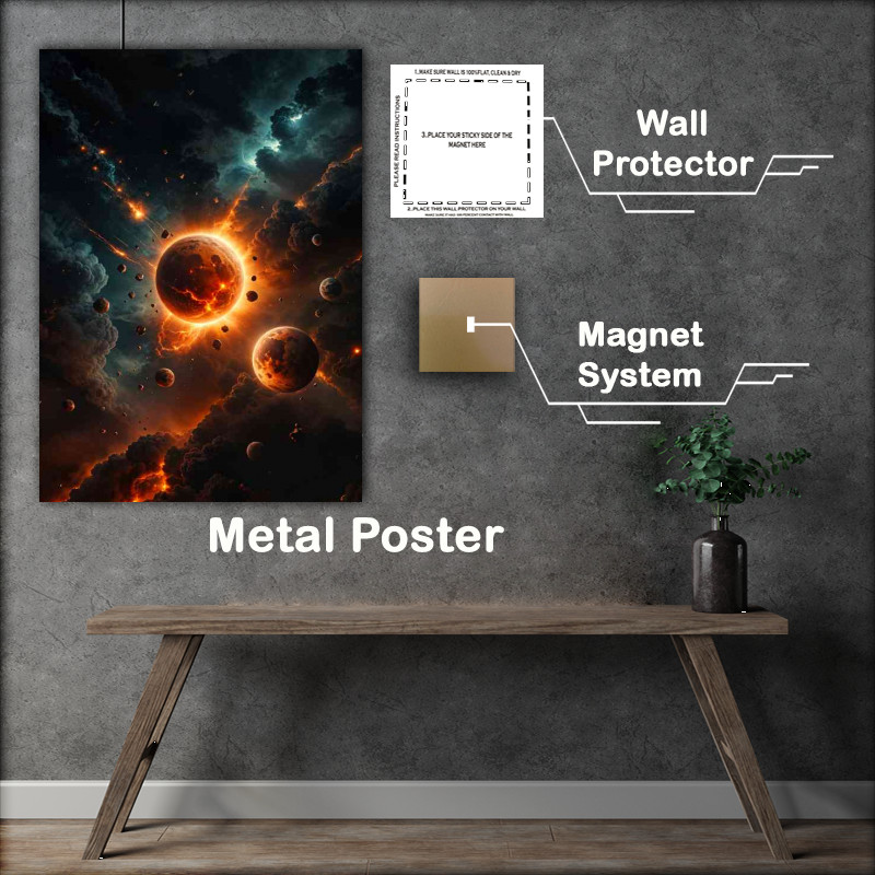 Buy : (Firery planet surrounded by small planets)