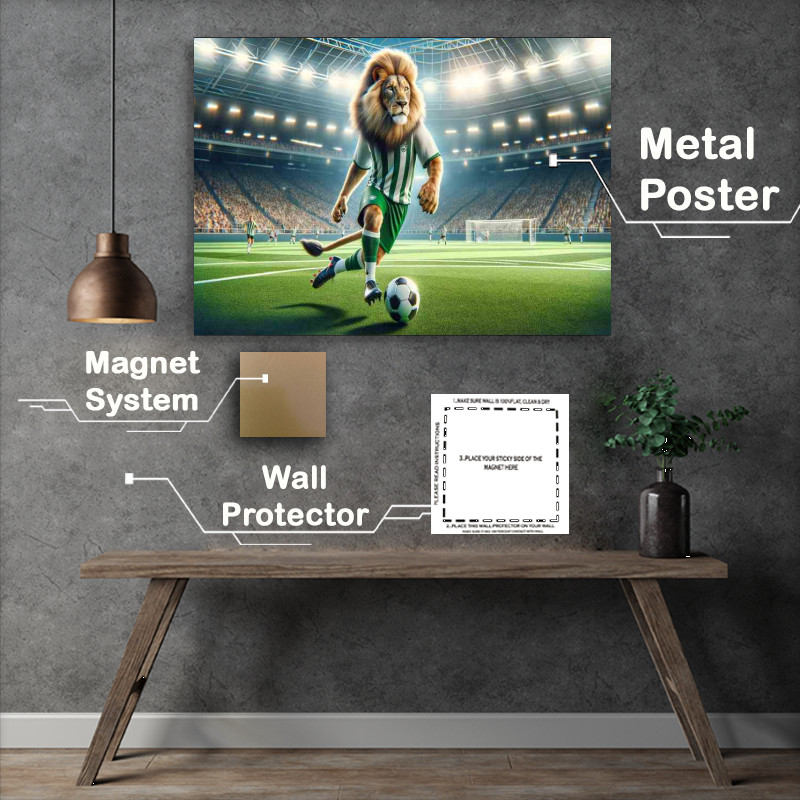 Buy : (Lion Playing Soccer in Football Outfit)