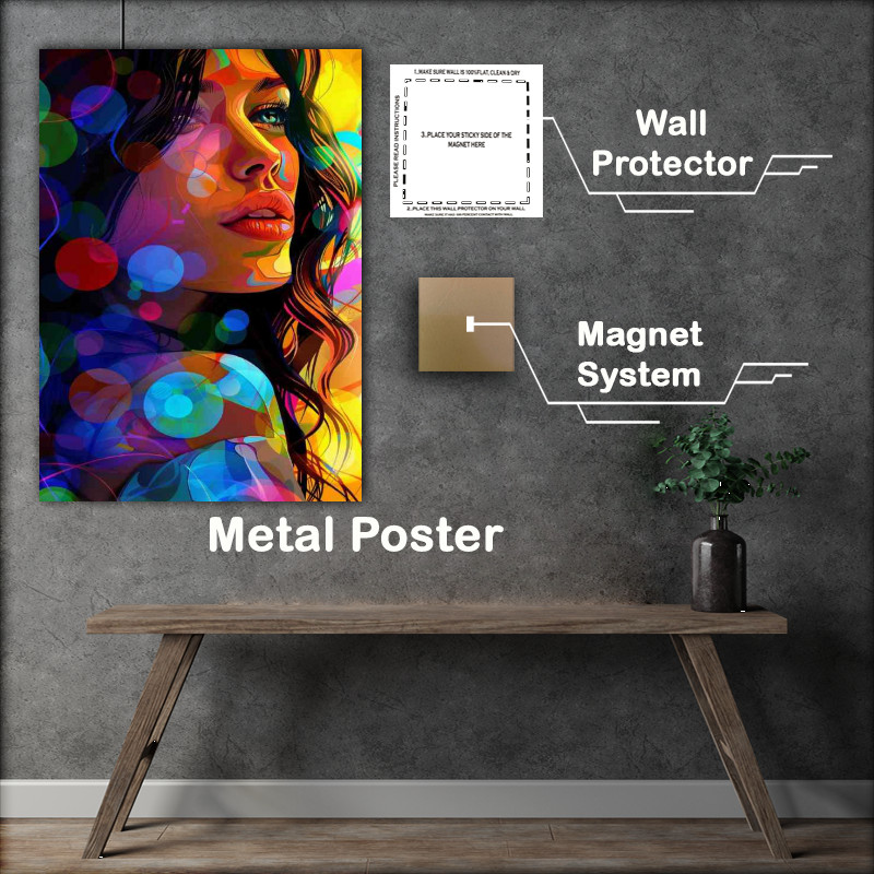 Buy Metal Poster : (Beautiful woman circles colorful)