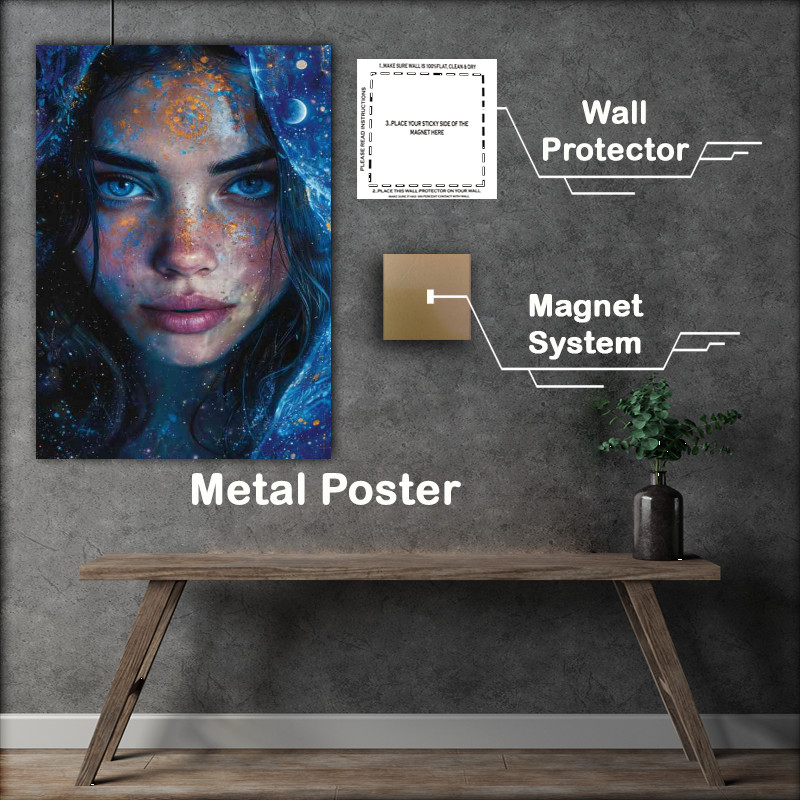 Buy Metal Poster : (Painting of a womanwith mystical sky)