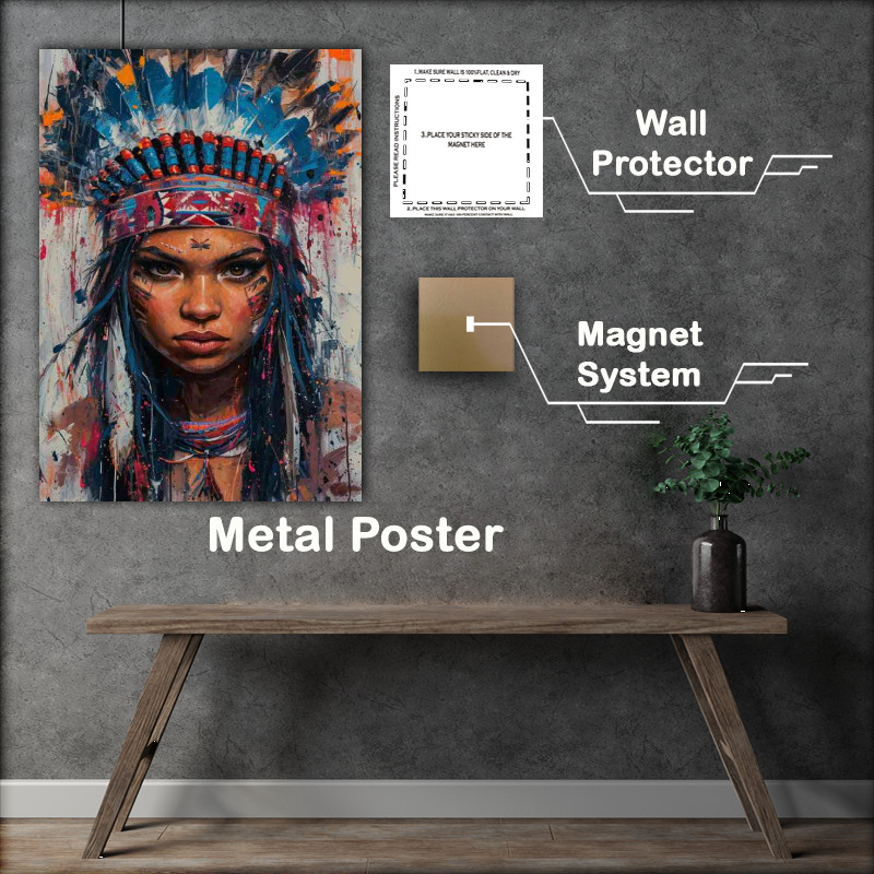 Buy Metal Poster : (Stunning Indian girl painting style)