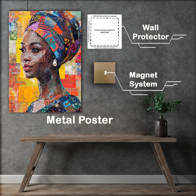 Buy Metal Poster : (A painting style of a woman with pearl earing)