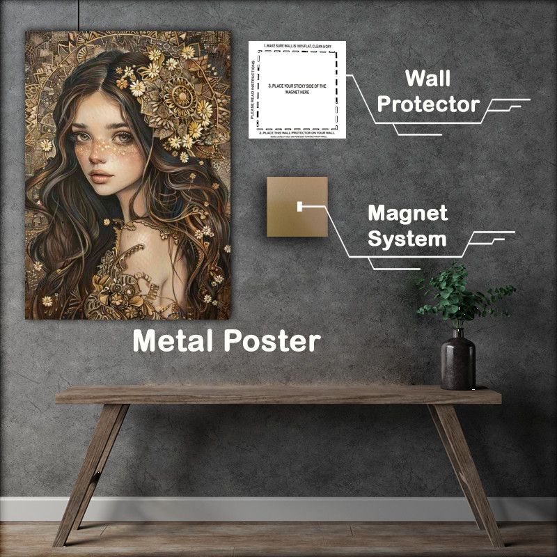 Buy Metal Poster : (Beautiful woman with long hair wearing an intricate detail)