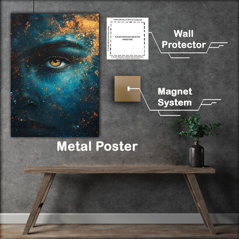 Buy Metal Poster : (Galaxy abstract face in blue)