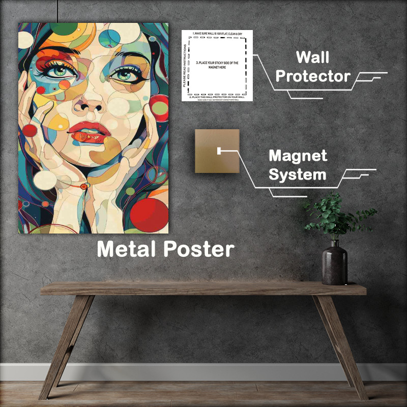 Buy Metal Poster : (Woman with colorful circles)
