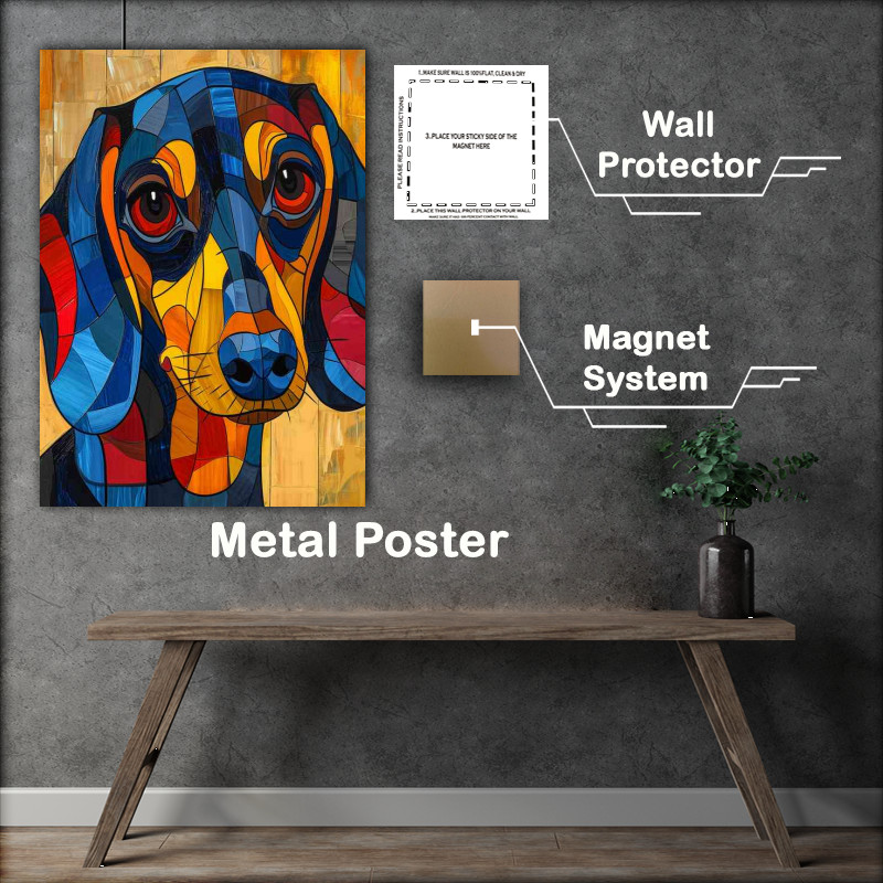 Buy : (Dachshund dog with red eyes cubisim art)