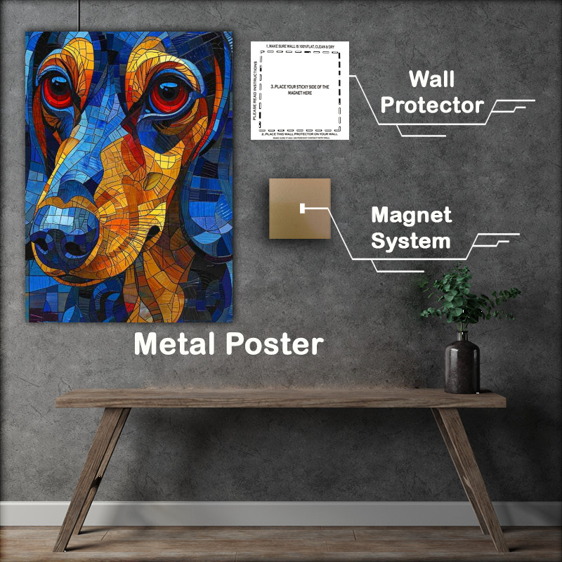 Buy : (Dachshund dog with red eyesand a stained glass effect)