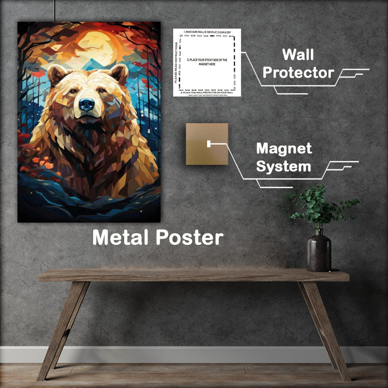 Buy Metal Poster : (Brown bear by the mountains Absteact)