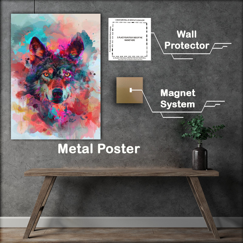 Buy : (Wolf with big eyes clouds colourful)