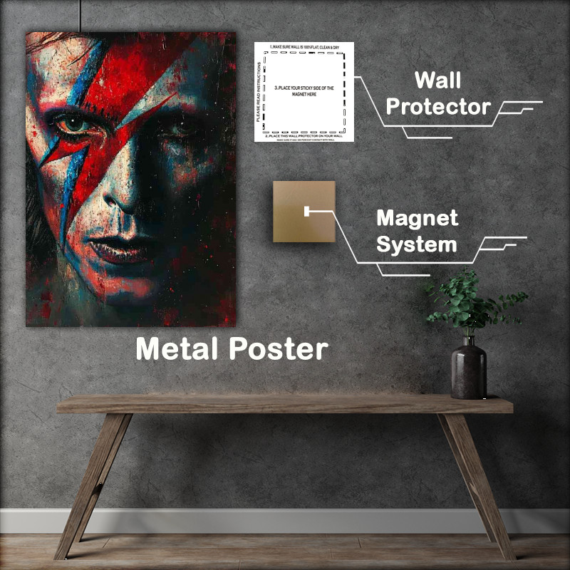 Buy Metal Poster : (David Bowie pallet knife painting that represents)