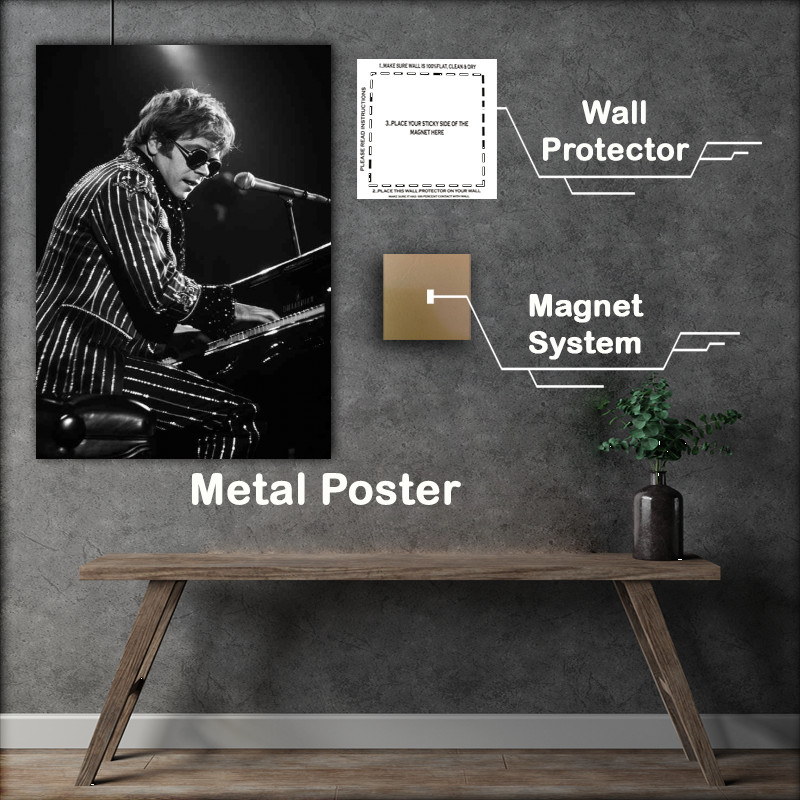 Buy Metal Poster : (Elton John playing piano)