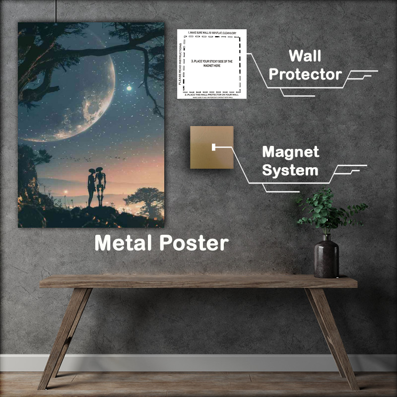 Buy Metal Poster : (Alien couple from an endless planet looking at Earth)