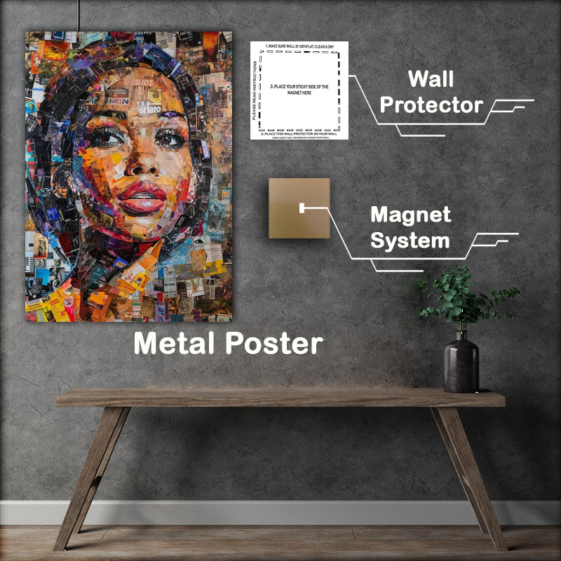 Buy Metal Poster : (Collage of magazines covers the face of a lady)