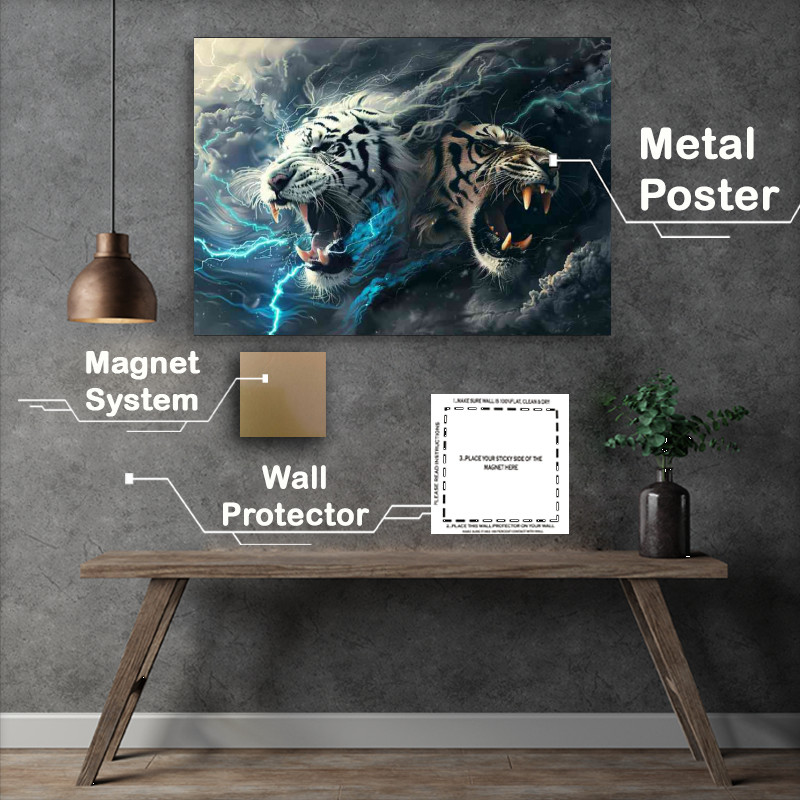 Buy : (White Tiger and black Lion roaring with blue light)