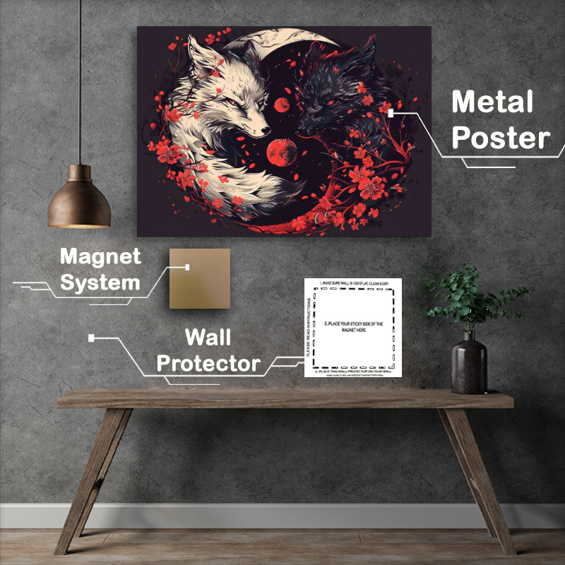 Buy : (Yin yang symbol made of two foxes one white)