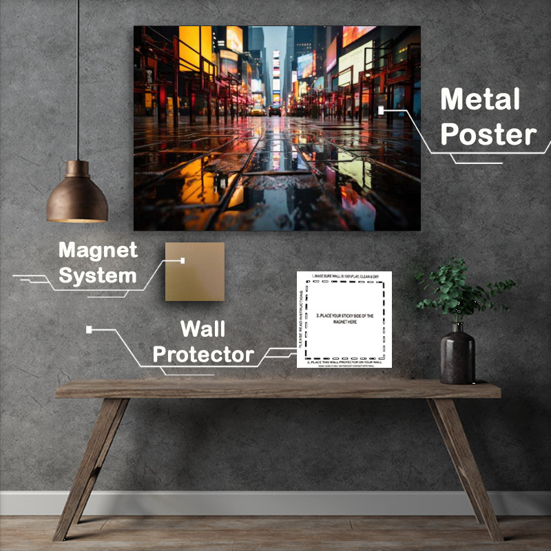 Buy Metal Poster : (Times Square street in the rain)