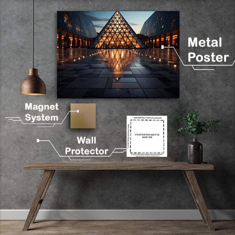 Buy Metal Poster : (Louvre Museum at dusk)