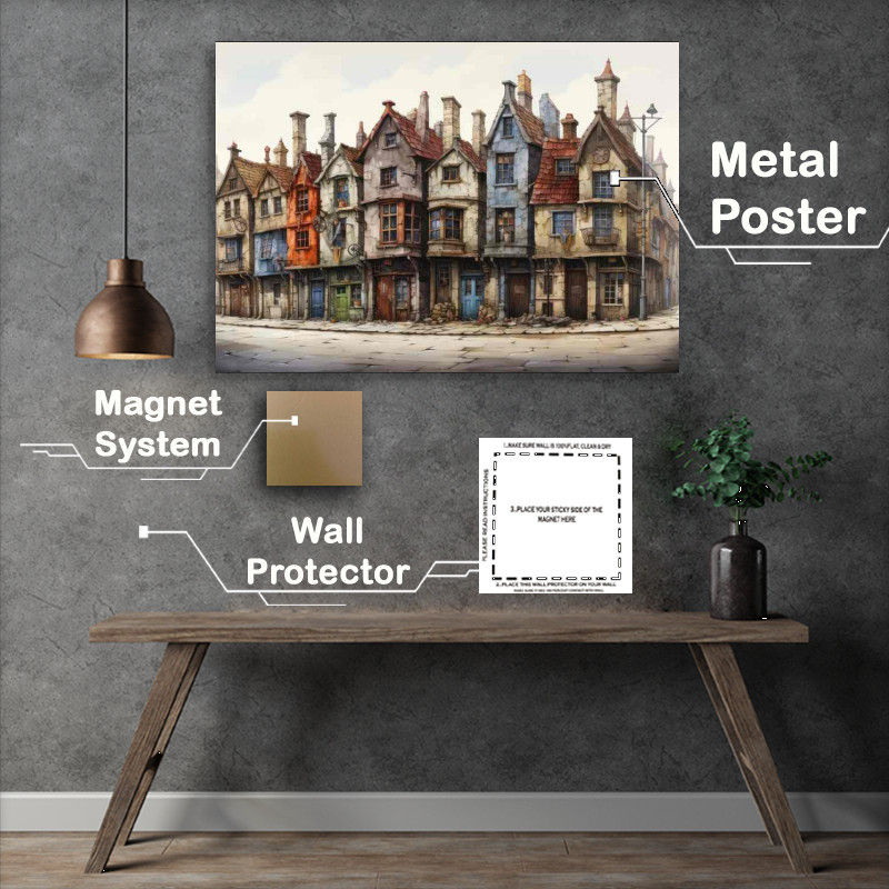 Buy : (Vibrant Village Streets Artful Whimsy Displayed)