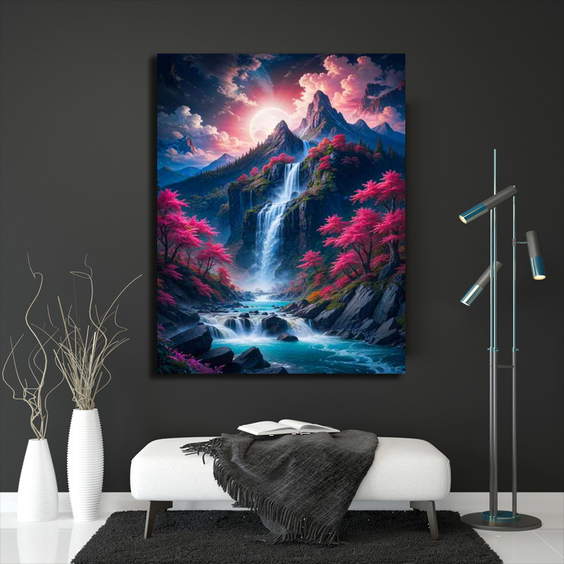 絵画 Mountain waterfall V0925 Amazing Painting Art Waterfall