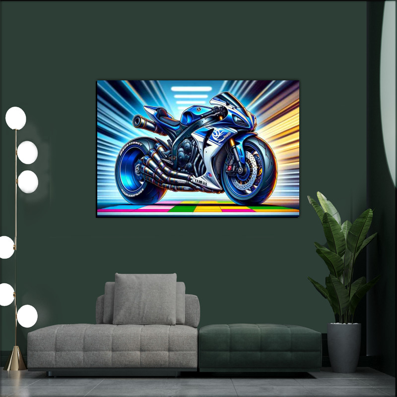 Autocollant Mural Vinyle Yamaha R1 - Art Mural Moto - Design Moderne - Neuf