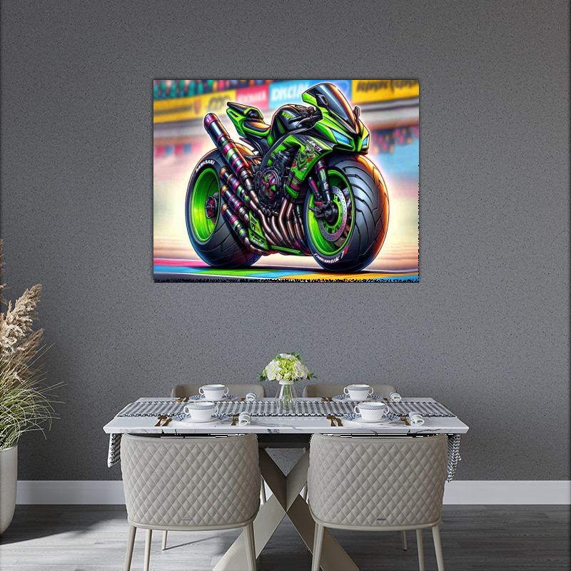 Cool Cartoon Kawasaki ZX 10 Tomcat Motorcycle Art ⏳ Last Chance t